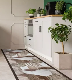 Best Passatoia in vinile "runner" fantasia "wood tropical hexagons", 240x50 cm Tessile D'Arredo