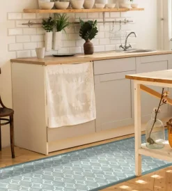 Tessile D'Arredo- Passatoia in vinile "runner" fantasia "old style green", 240x50 cm