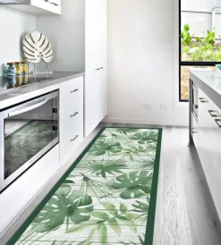 Tessile D'Arredo- Passatoia in vinile "runner" fantasia "green tropical", 240x50 cm