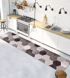 Hot Passatoia in vinile "runner" fantasia "esagoni grigi", 240x50 cm Tessile D'Arredo