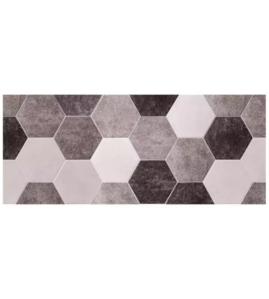 Tessile D'Arredo|Passatoia in vinile "runner" fantasia "esagoni grigi", 120x50 cm
