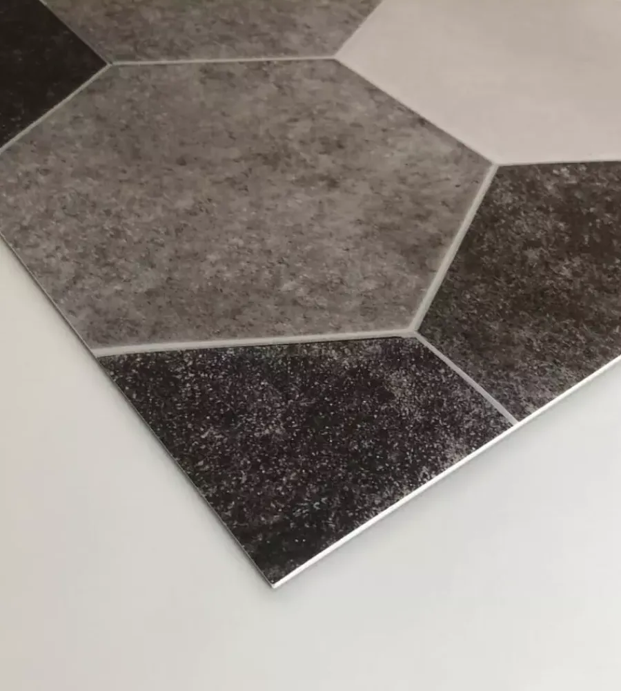 Tessile D'Arredo|Passatoia in vinile "runner" fantasia "esagoni grigi", 120x50 cm