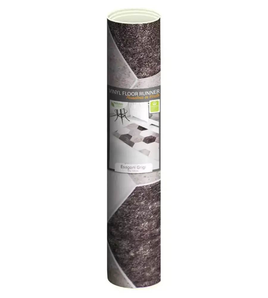 Tessile D'Arredo|Passatoia in vinile "runner" fantasia "esagoni grigi", 120x50 cm