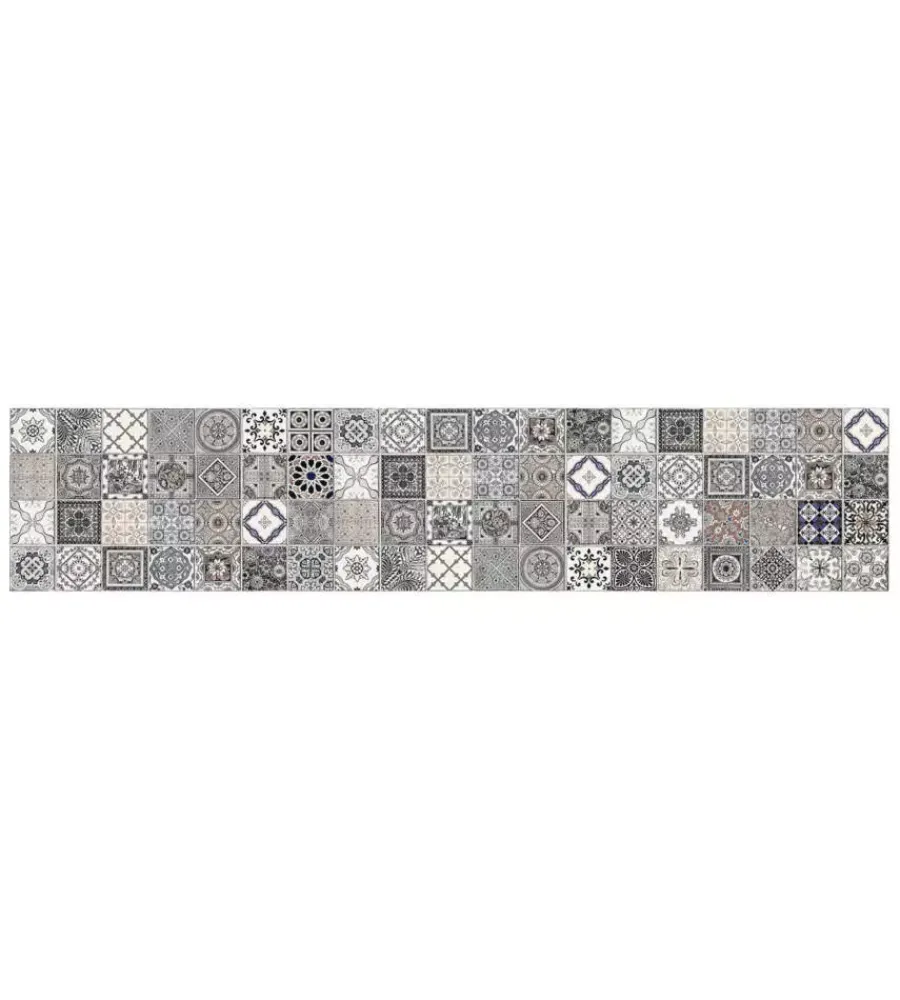 Tessile D'Arredo|Passatoia in vinile "runner" fantasia "azulejos vintage", 240x50 cm