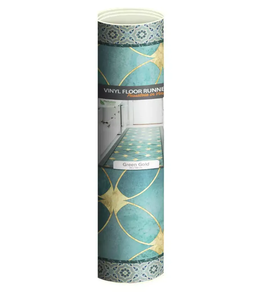 Best Passatoia in vinile "runner" fantasia "green gold", 180x50 cm Tessile D'Arredo