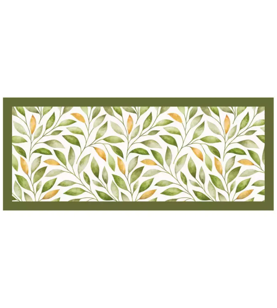 Tessile D'Arredo- Passatoia in vinile "runner" fantasia "emerald ramage", 120x50 cm