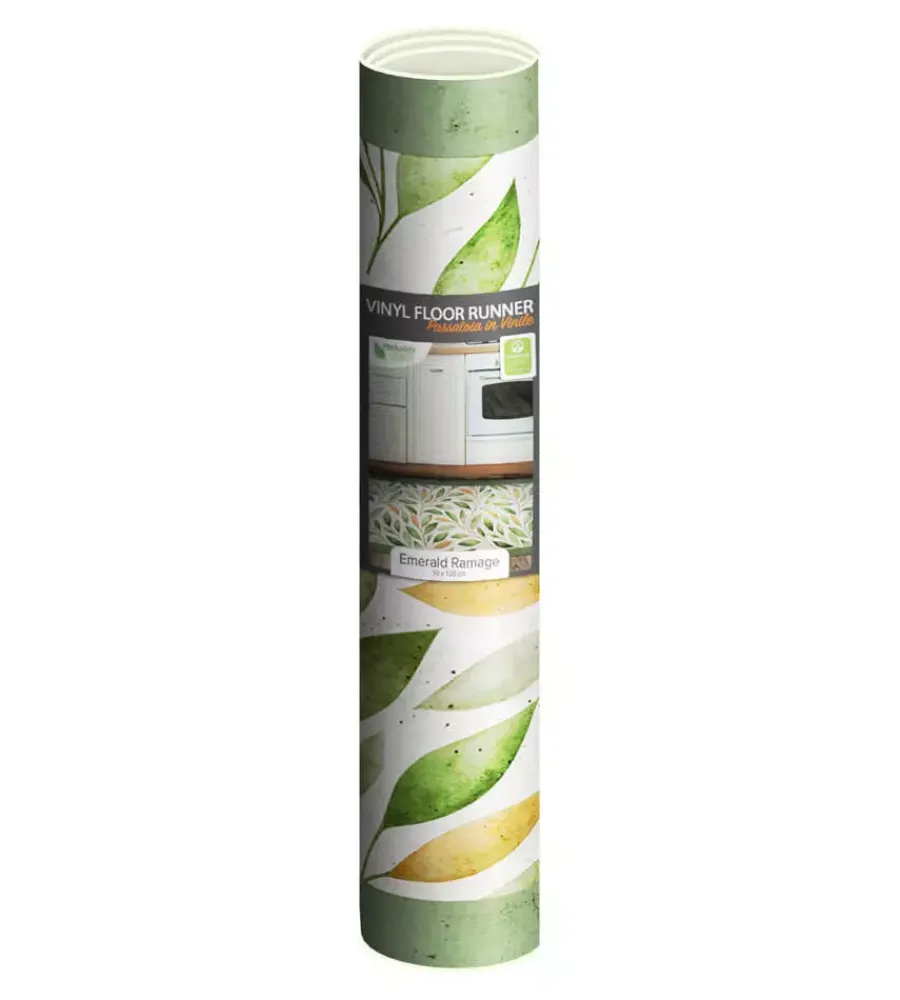 Tessile D'Arredo- Passatoia in vinile "runner" fantasia "emerald ramage", 120x50 cm