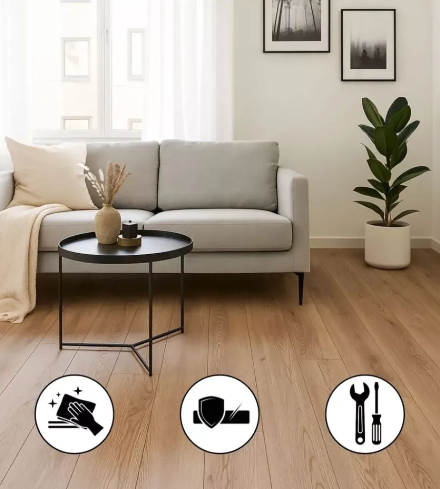 Porte, Scale E Pavimenti- Pavimento in spc 4,5 mm rovere naturale 2,4 m² 179x11220x4,5 mm