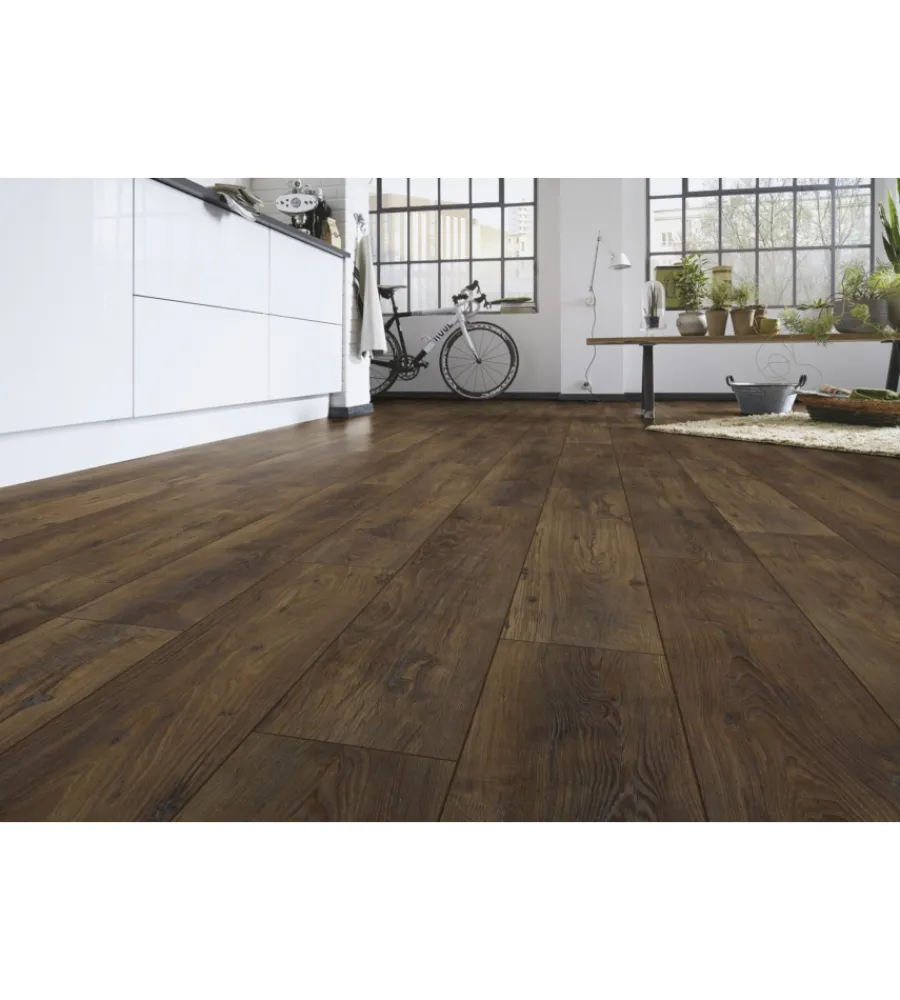 Porte, Scale E Pavimenti-Kimono Pavimento laminato castagno scuro 10mm ac5 1,598 m² linea chalet