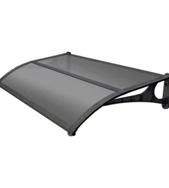 Coperture Per Esterno E Accessori- Pensilina da esterno essenza con supporto grigio e copertura in policarbonato compatto satinato opalino 140x90 cm