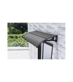 Coperture Per Esterno E Accessori- Pensilina da esterno essenza con supporto grigio e copertura in policarbonato compatto satinato opalino 140x90 cm