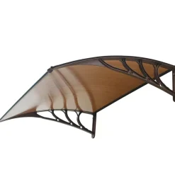 Coperture Per Esterno E Accessori|Pensilina da esterno essenza in abs con supporto marrone e copertura in policarbonato alveolare fumé 100x80 cm