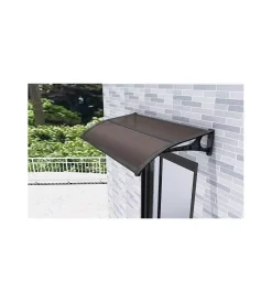 Best Pensilina da esterno essenza in abs con supporto e profilo centrale nero e copertura in policarbonato alveolare marrone 135x100 cm Coperture Per Esterno E Accessori