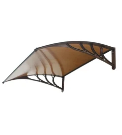 Coperture Per Esterno E Accessori|Pensilina da esterno essenza in abs con supporto marrone e copertura in policarbonato alveolare fumé 100x60 cm