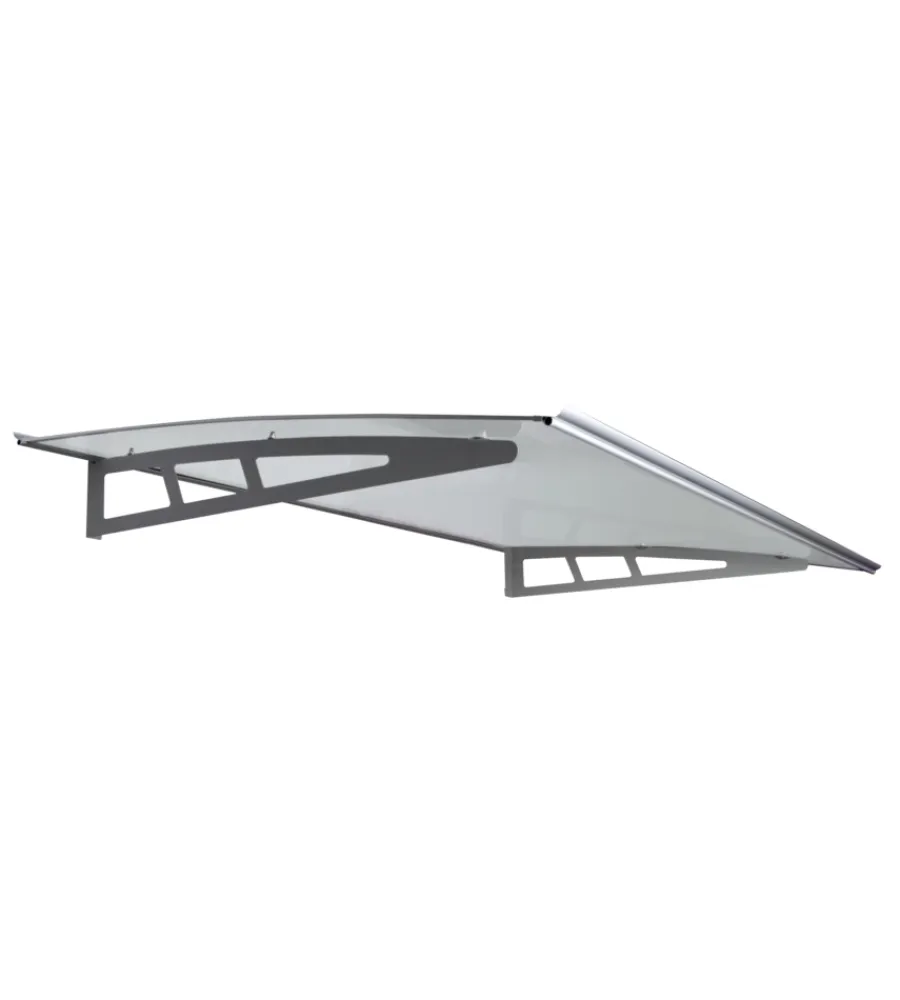 Coperture Per Esterno E Accessori- Pensilina da esterno essenza in alluminio con supporto grigio e copertura in policarbonato trasparente, 140x100 cm