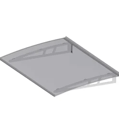 Coperture Per Esterno E Accessori- Pensilina da esterno essenza in alluminio con supporto grigio e copertura in policarbonato trasparente, 140x100 cm