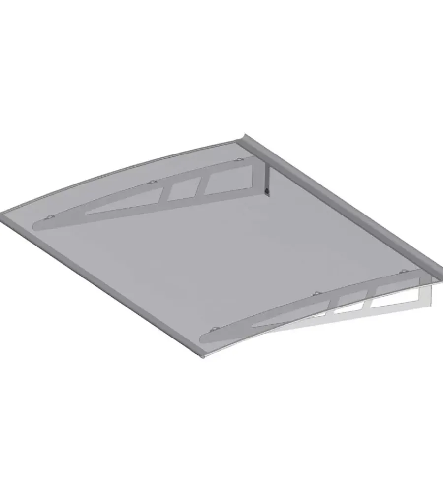 Coperture Per Esterno E Accessori- Pensilina da esterno essenza in alluminio con supporto grigio e copertura in policarbonato trasparente, 140x100 cm