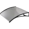 Coperture Per Esterno E Accessori- Pensilina da esterno essenza con supporto nero e copertura in policarbonato alveolare trasparente 100x60 cm