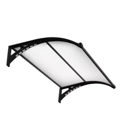 Coperture Per Esterno E Accessori|Pensilina essenza in policarbonato opaco con led e profilo centrale nero 150x100 cm