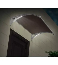 Coperture Per Esterno E Accessori|Pensilina essenza in policarbonato opaco con led e profilo centrale nero 150x100 cm