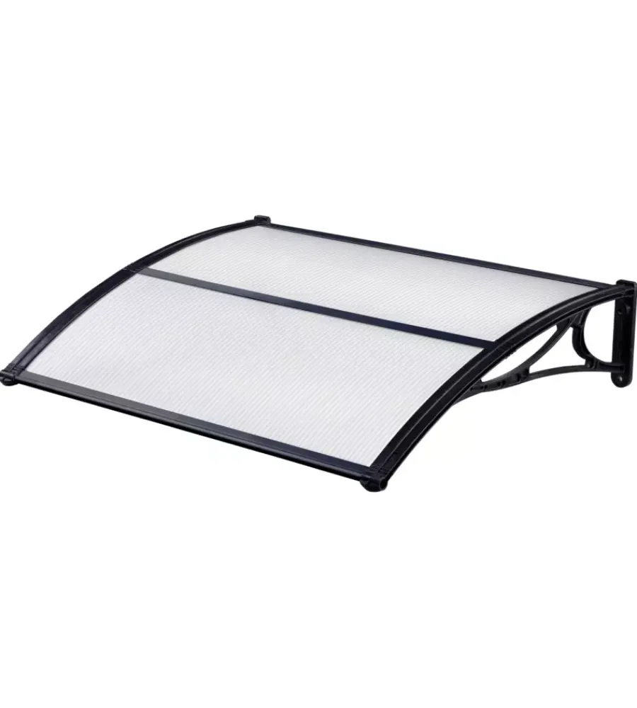Coperture Per Esterno E Accessori|Pensilina essenza in policarbonato satinato con profilo centrale nero 155x100 cm