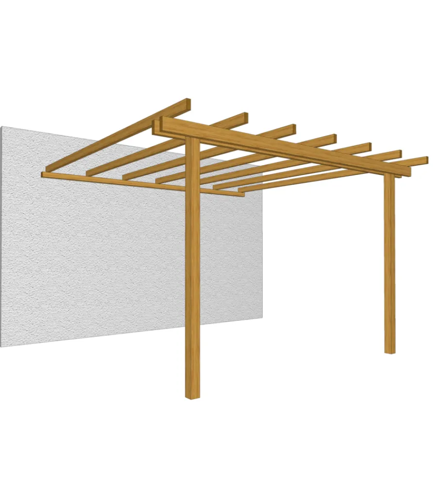 Online Pergola addossata da esterno in legno, 300x300 cm Coperture Per Esterno E Accessori