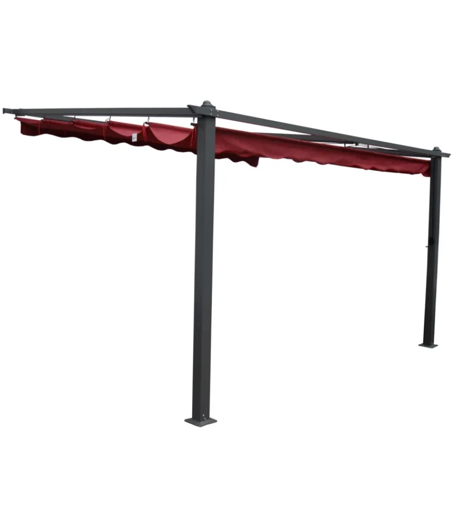 Coperture Per Esterno E Accessori-EuroGarden Pergola addossata da esterno "daiana" in alluminio burgundy 4x3 m