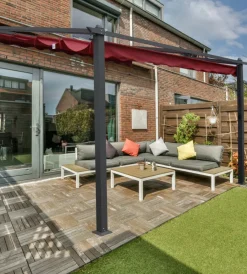 Coperture Per Esterno E Accessori-EuroGarden Pergola addossata da esterno "daiana" in alluminio burgundy 4x3 m