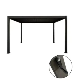 Coperture Per Esterno E Accessori-EuroGarden Pergola bioclimatica da esterno "atena" con apertura a manovella in alluminio antracite 3x4 m
