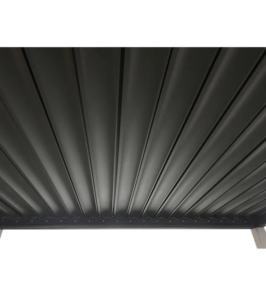 Coperture Per Esterno E Accessori-EuroGarden Pergola bioclimatica da esterno "atena" con apertura a manovella in alluminio antracite 3x4 m