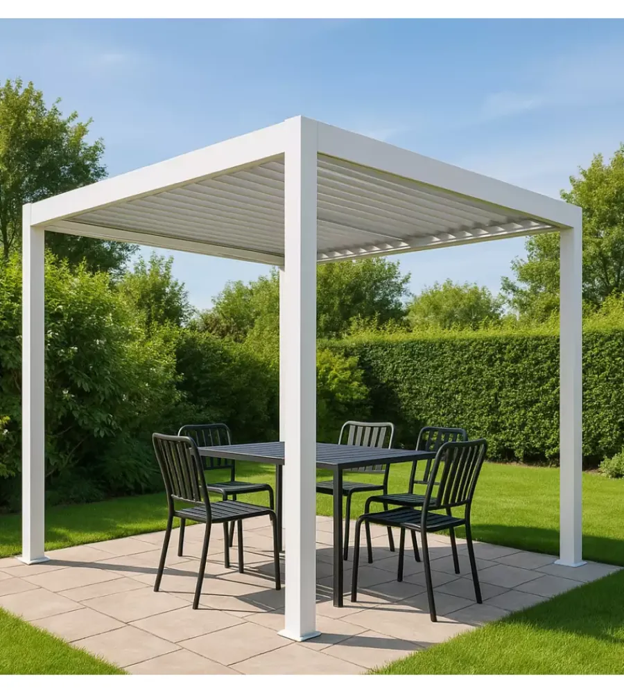 Coperture Per Esterno E Accessori|Pergola bioclimatica da esterno "artemide" in alluminio bianco 3x3 m