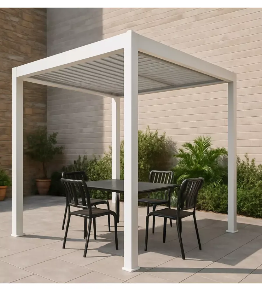Coperture Per Esterno E Accessori|Pergola bioclimatica da esterno "artemide" in alluminio bianco 3x3 m