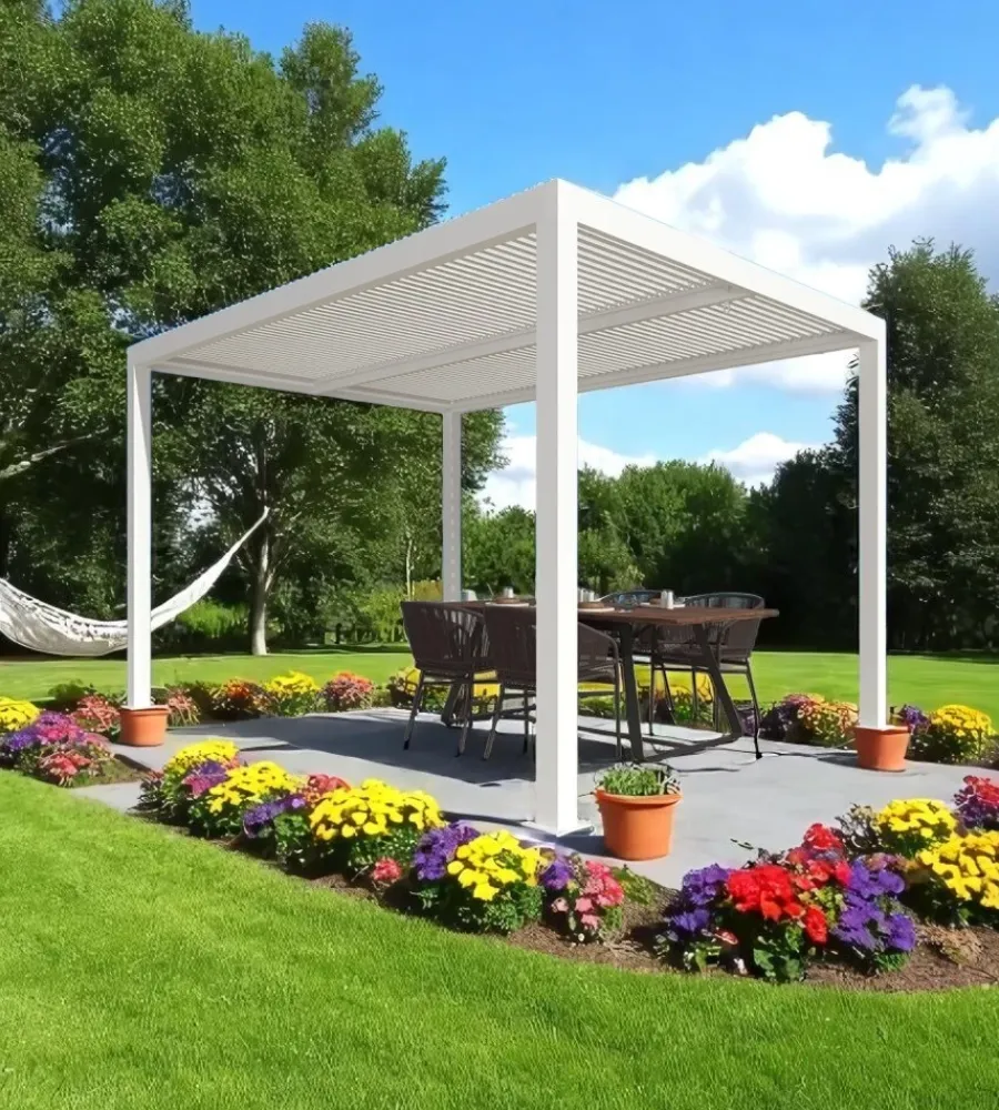 Coperture Per Esterno E Accessori- Pergola bioclimatica da esterno "artemide" in alluminio bianco 3x4 m