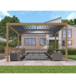 Coperture Per Esterno E Accessori|Pergola bioclimatica elica garden effetto legno 294x394x250 cm