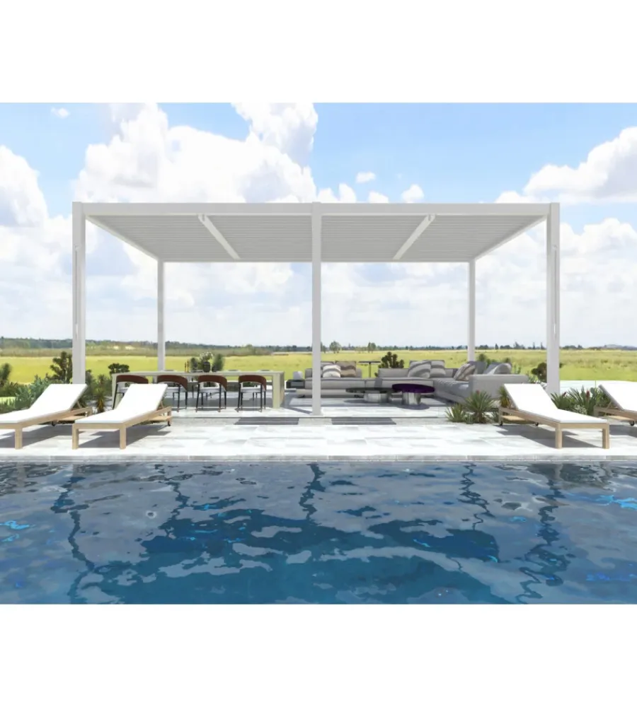 Outlet Pergola bioclimatica elica garden bianco 5,8x3x2,5 mt Coperture Per Esterno E Accessori