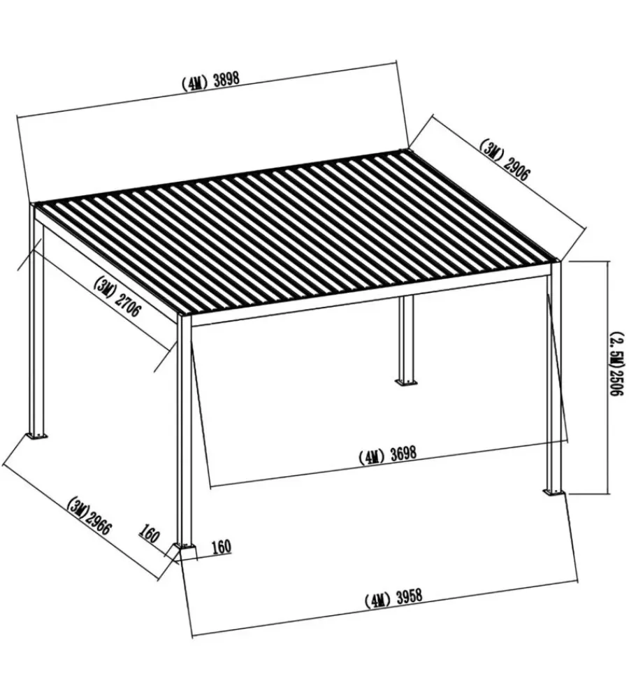 Coperture Per Esterno E Accessori|Pergola bioclimatica motorizzata riviera "quadrifoglio" in alluminio antracite 400x300x250 cm