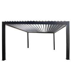 Coperture Per Esterno E Accessori- Pergola bioclimatica motorizzata riviera "bouganville" in alluminio antracite 400x400x250 cm