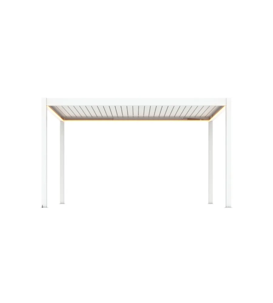 Outlet Pergola bioclimatica motorizzata riviera "quadrifoglio" in alluminio bianco 400x300x250 cm Coperture Per Esterno E Accessori