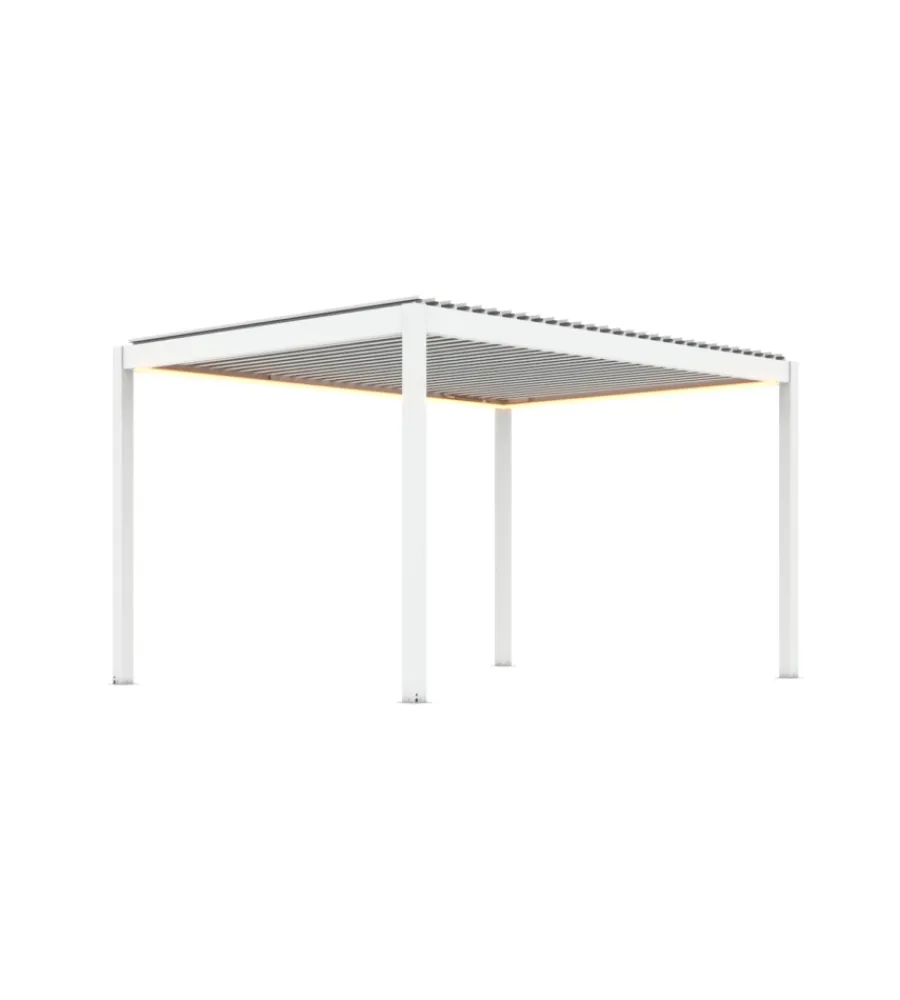 Outlet Pergola bioclimatica motorizzata riviera "quadrifoglio" in alluminio bianco 400x300x250 cm Coperture Per Esterno E Accessori