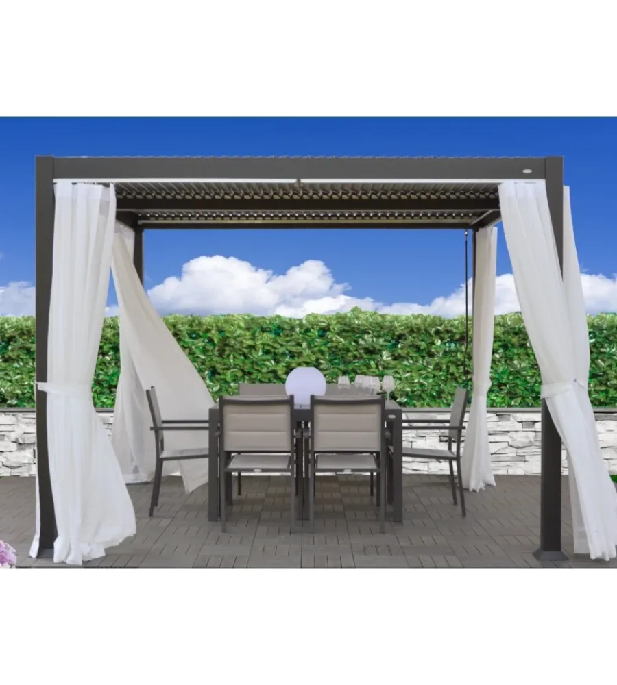 Coperture Per Esterno E Accessori- Pergola bioclimatica riviera "solanum plus" in alluminio antracite 300x400x240 cm
