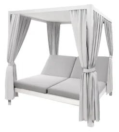 Coperture Per Esterno E Accessori|Pergola con sunlounge doppio riviera "tulipano" bianco e grigio 205x166x200 cm