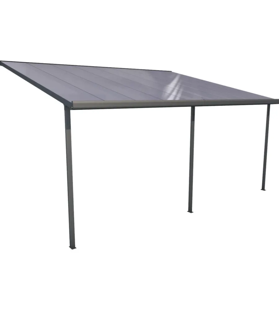 Coperture Per Esterno E Accessori- Pergola da esterno "patio" in alluminio antracite e policarbonato opale, 5x4 metri