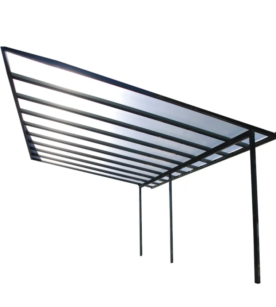 Coperture Per Esterno E Accessori|Pergola da esterno "patio" in alluminio antracite e policarbonato opale, 4x3 metri
