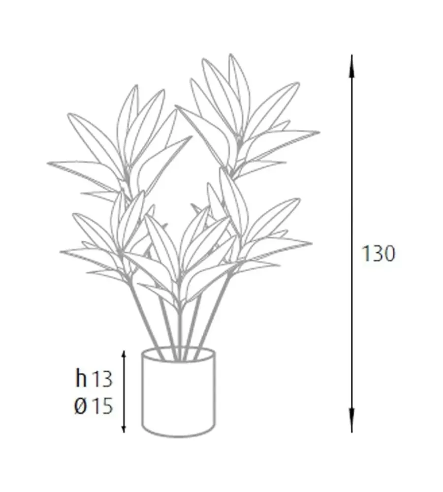 Fiori Artificiali- Pianta di dracaena in polietilene con 88 foglie, 130 cm