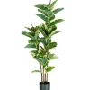 Fiori Artificiali- Pianta di ficus elastica in polietilene con 54 foglie, 145 cm