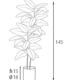 Fiori Artificiali- Pianta di ficus elastica in polietilene con 54 foglie, 145 cm