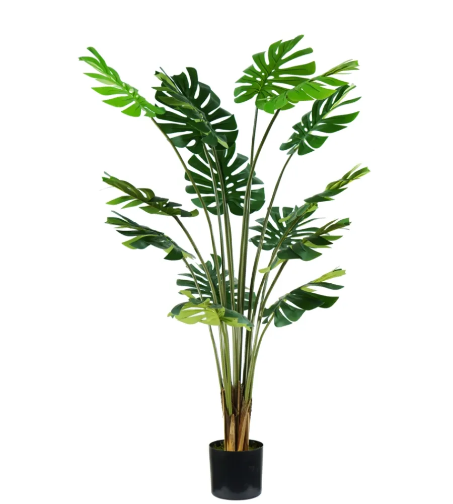 Fiori Artificiali- Pianta monstera in polietilene con 16 foglie, 170 cm