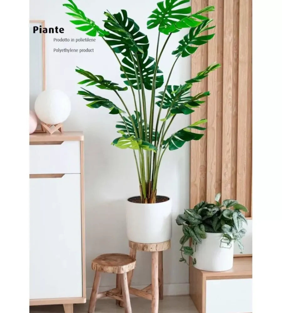 Fiori Artificiali- Pianta monstera in polietilene con 16 foglie, 170 cm