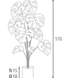 Fiori Artificiali- Pianta monstera in polietilene con 16 foglie, 170 cm