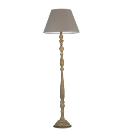 Illuminazione Per Interno|Piantana "boutique" in legno e tessuto grigio 155x45 cm, max 60w